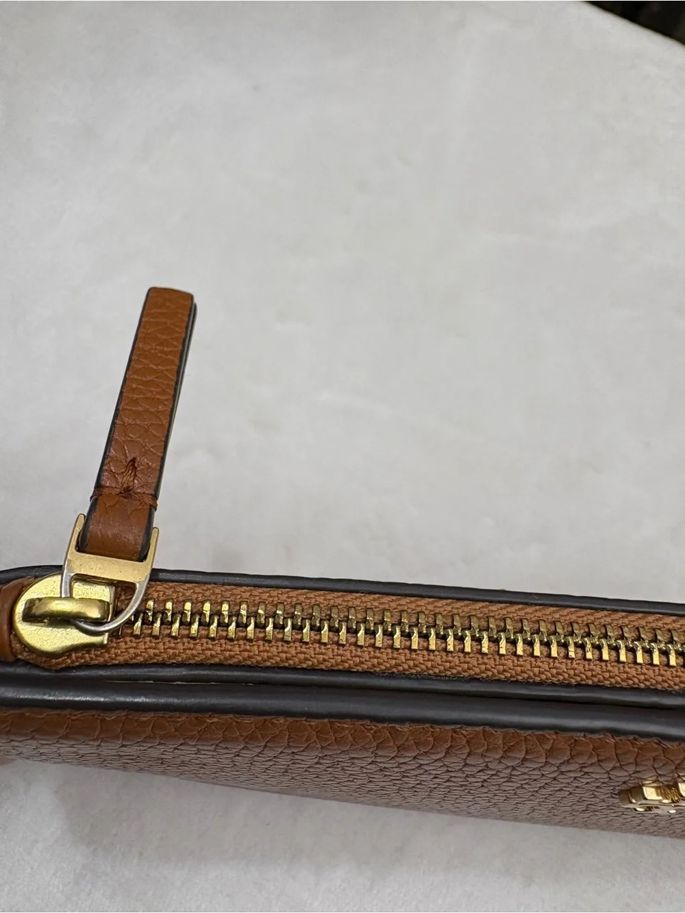 Tory Burch Long Camel Brown Women’s Pebble Leather Wallet